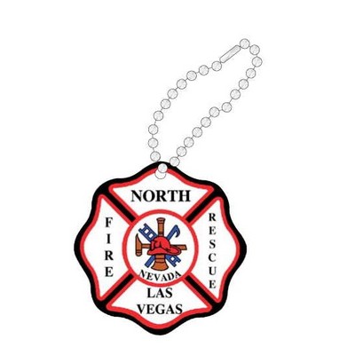 Fire Rescue Badge Promotional Line Key Chain w/ Black Back (10 Square Inch)