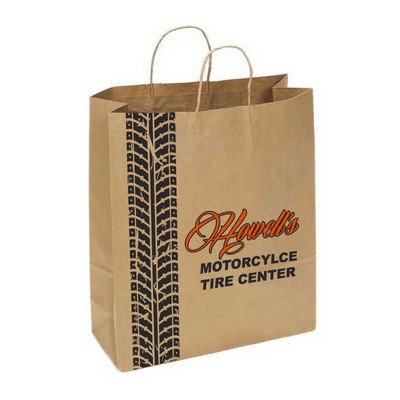 100% Recycled Custom Paper Tan Kraft Shopping Bag w/ Twisted Handles (10"x5"x13")
