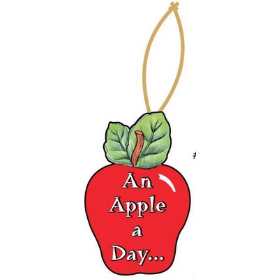 Apple w/ Daily Apple Slogan Ornament w/ Black Back (3 Square Inch)