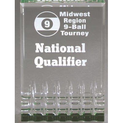 Acrylic Mirage Green Reflective Award w/ Faceted Bottom 5" x 7"