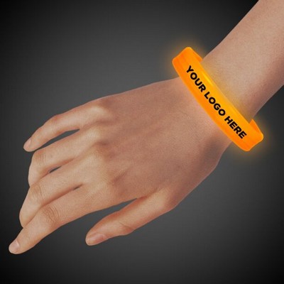 9" Deluxe Single Color Triple Wide Orange Glow Bracelet
