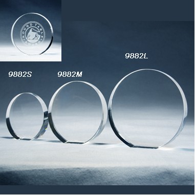 Round Upright Crystal Trophy - Med