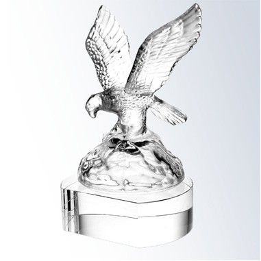 Clear Soaring Molten Glass Eagle Award w/Clear Crystal Base