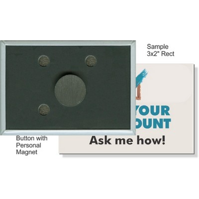 Custom Buttons - 3'' x 2'' Rectangle Button, Personal Magnet