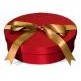 Oval Red Fabric Covered Wine Bottle & Glass Gift Box