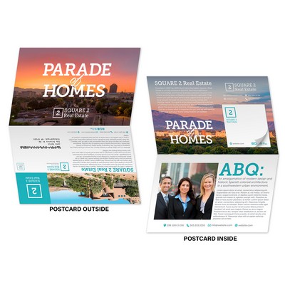 Folded UV-Coated (1S) Postcard - 8.5x5.5 folded - w/ 15-Sheet Sticky Note (3x3) Glued