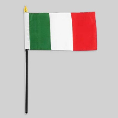 4"x6" Italy Flag With Black Plastic 10" Pole & Gold Spear - Italian Flag