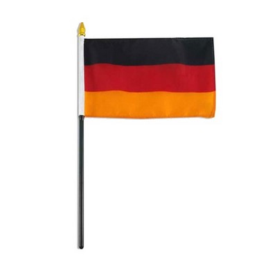4"x6" Germany Flag With Black Plastic 10" Pole & Gold Spear - German Flag