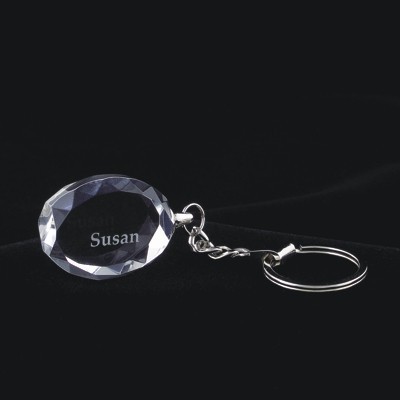 Crystal Oval-Facet Keychain