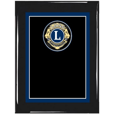 Ebony Piano Finish Plaque with Lions Club Brass Plate, 9 x 12"