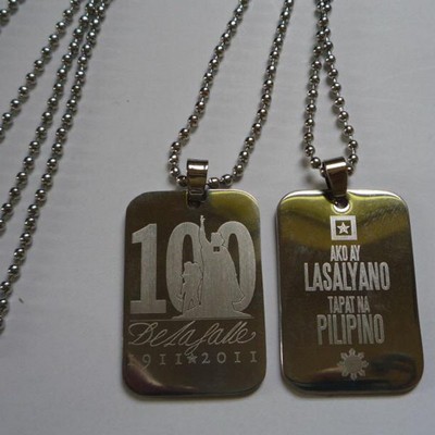 Metal Dog Tag with Beaded Chain