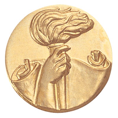 1" Torch w/Scroll Stamped Medallion Disk