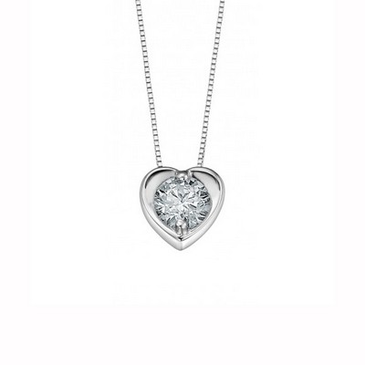 Canadian Diamond Solitaire Heart Pendant in 10K White Gold (0.18 CT.)