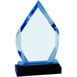 Fusion Diamond Acrylic Award with Crystal Base, Blue, 8"H