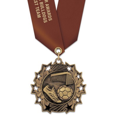 Soccer TS Medal w/Satin Neck Ribbon (2¼")