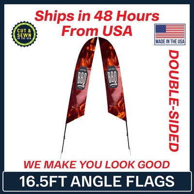 16.5' Angle Flag - Double Sided w/Spike Base - Made in the USA
