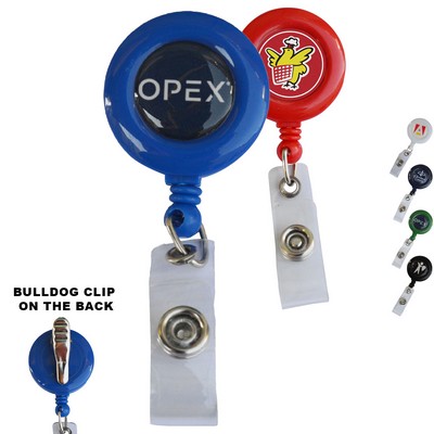Round Retractable Reel w/ Bulldog Clip backing