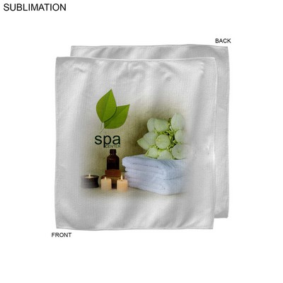 White Microfiber Dri-Lite Terry Spa Face Cloth, Sublimated Full Color Logos (12"x12")