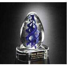 Blue Swirl on Clear Base 5"