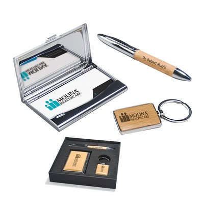 Maple Gift Set Pen, Keychain, & Business Card Holder