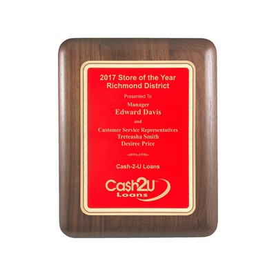 Red Plate Walnut Plaque w/Elliptical Edge (7"x9")