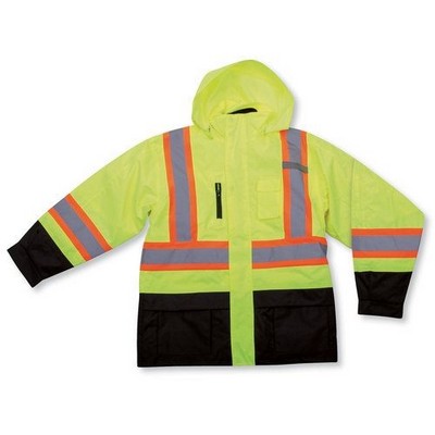 5-In-1 Polyester Waterproof Lime Green Rain Jacket