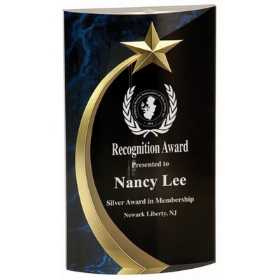 63/4" Blue Marble Rounded Shooting Star Acrylic