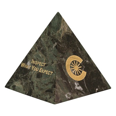 Small Jade Leaf Green Marble Pyramid Award (3"x3"x3")