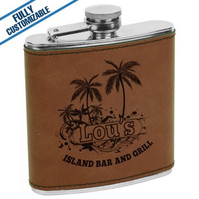 Brown Leatherette - 6 Oz - Flask