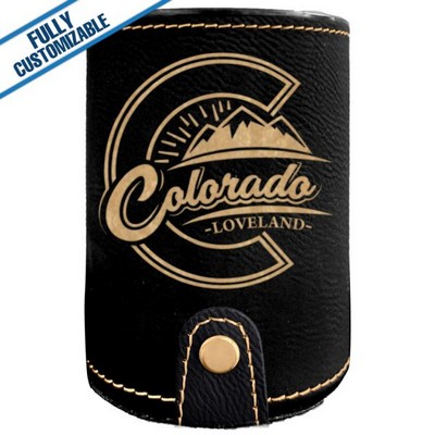 Black & Gold Leatherette - Dice Cup With 5 Dice