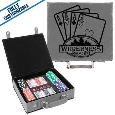 Gray Leatherette - 100 Chip Poker Set