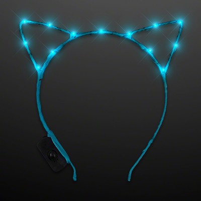 Aqua LED "Starlight Kitty" Cat Ears Headband - BLANK