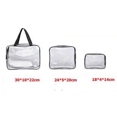 3 Piece Clear PVC Travel Cosmetic Wash Bag