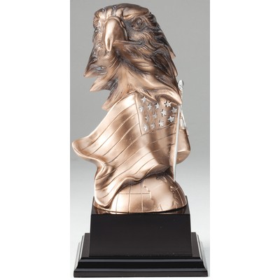 7 ¼" Resin Eagle Head Trophy w/American Flag & Silver Stars
