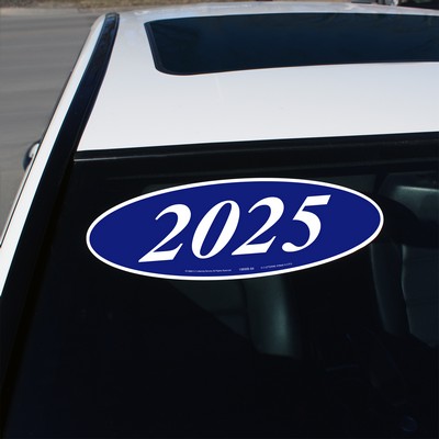 White & Blue Year Model Oval Decals (Set of 12)