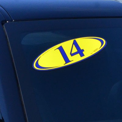 Blue & Yellow Two Digit Year Model Oval Decals (Set of 12)