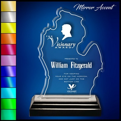 6" Lower Michigan Clear Acrylic Award with Mirror Accent