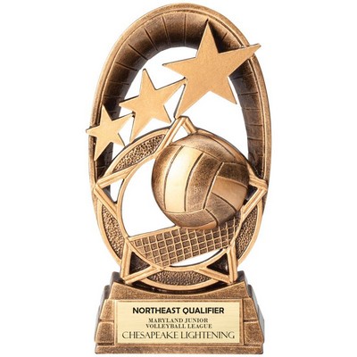 6 ½" Antique Gold Star Generic Volleyball Resin Trophy