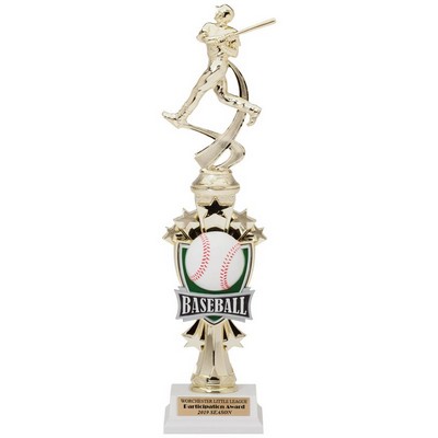 14" Male Baseball All Star Sport Motion Trophy w/Black Base