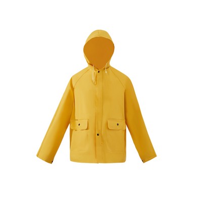 Heavy Weight Rain Suit with Attached Hood, Yellow, 0.35mm