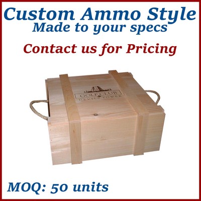 Natural Custom Ammo Style Wooden Box - Made to Order