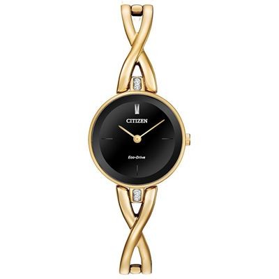 Citizen Ladies' Silhouette Bangles Collection Eco-Drive Gold-Tone Watch w/Black Dial