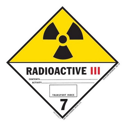 Radioactive III Class 7 HazMat Paper Labels - 4" x 4"