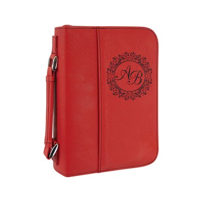6¾" x 9¼" Red Leatherette Book/Bible Cover with Handle & Zipper