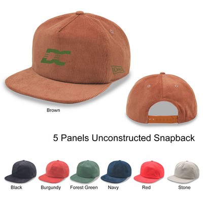 5 Panel Unstructed Corduroy Snapback Hat