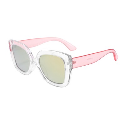 Sunglasses - Pink Mirror Lenses - Clear Frames