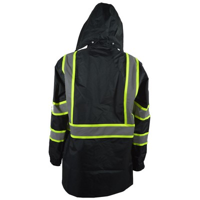 Black/Lime Contrast Waterproof Light Weight Rain Parka Jacket