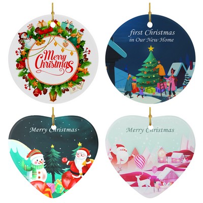 Ceramic Circle Christmas Ornament