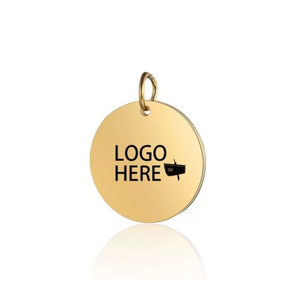 1"Round Golden Metal Tag Charm Pendant With Jump Ring