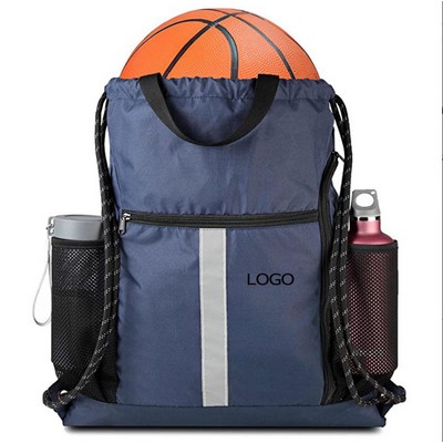Drawstring Backpack Sports Gym Bag With Shoe Compartment